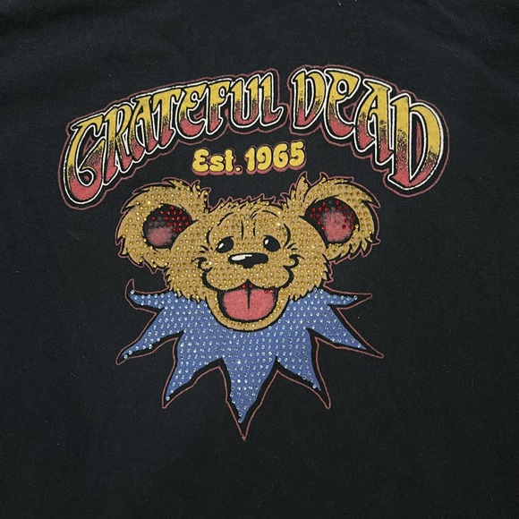 Grateful Dead black rhinestones sparkling distressed t shirt size medium - Picture 2 of 6